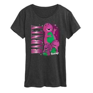Women's - Mattel - Barney Retro Character Collage Short Sleeve Graphic T-Shirt - 1 of 4