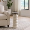 Tall End Table, Side Table, or Night Stand for Home - Stacked Ring Pedestal Base with Wood Top for Perfect Small Spaces - 3 of 4