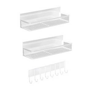 NewHome"3-Pack Magnetic Spice Rack with 8 Hooks for Fridge, Oven, Microwave - Spice & Utensil Organizer"Black&White - 1 of 4
