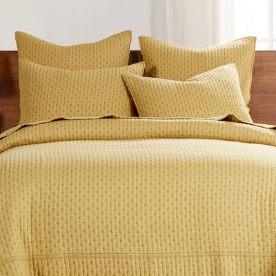 Ochre Cross Stitch Cotton Euro Sham Set of 2