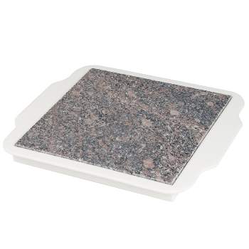 Hastings Home Microwavable Warming Plate – 9" x 10.25", White/Granite