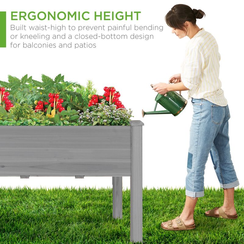 Best Choice Product 48x24x30in Raised Garden Bed, Elevated Wooden Planter for Yard w/ Foot Caps, Bed Liner, 6 of 10