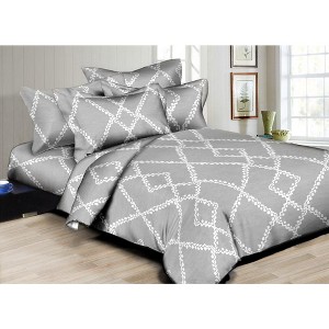 Superity Linen 180TC Lacey Diamonds Gray Duvet Set - 1 of 3