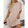 Coolmee Women's Crew Neck Flounce Cap Sleeve Casual Basic Loose Summer Mini Dresses - 4 of 4