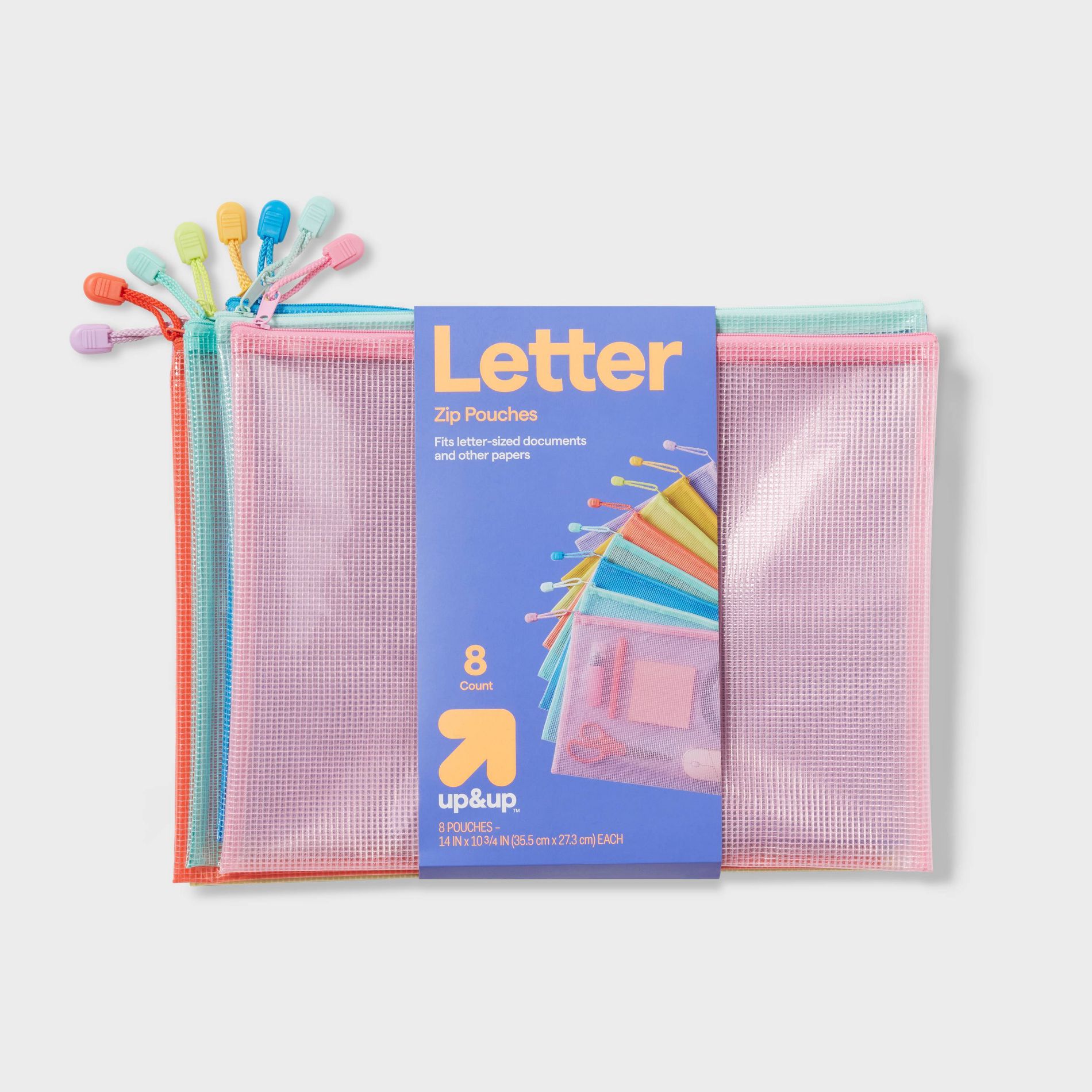 8pk of Colored Zip Pouches, Teacher Supplies - up&up™
