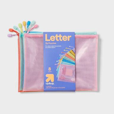 8pk of Colored Zip Pouches, Teacher Supplies - up&up™