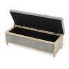 CAVINAS Rustic Fabric Storage Ottoman Bench,Versatile Footstool with Weathered Wood Legs,Storage Bench for Living Room,Bedroom,Gray - 2 of 4