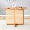 Dining Table Rustic with Faux Rattan Panel and Anti-Slip Feet for Dining Room 42in-3irtyhousy - 3 of 4