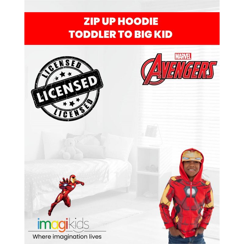 Marvel Spider-Man,Avengers Fleece Zip Up Hoodie Little Kid to Big Kid, 2 of 8