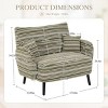 Oversized Boucle Striped Accent Chair, Upholstered Armchair with Side Storage Pocket and Wood Legs, Lounge Chair for Living Room-Koiai - 3 of 4
