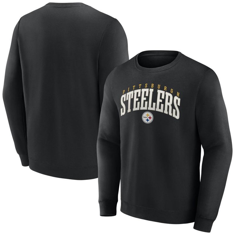 NFL Pittsburgh Steelers Men&#39;s Varsity Letter Long Sleeve Crew Fleece Sweatshirt, 1 of 4