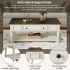 47" Farmhouse Coffee Table with Drawer,Rolling Lockable Wheels & Storage Shelf for Living Room-Baofuwish - 2 of 4