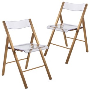 LeisureMod Menno Series Folding Chair with Stainless Steel Frame, Set of 2 - 1 of 4