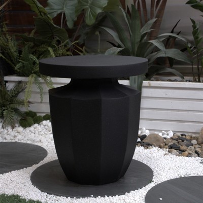VisioGear Decorative Garden End Table, Modern Patio Accent Table, Side Table Plant Table for Indoor Outdoor, Beige, 18.1"*18.1"*20.3"