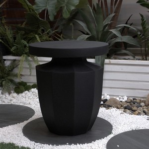 VisioGear Decorative Garden End Table, Modern Patio Accent Table, Side Table Plant Table for Indoor Outdoor, Beige, 18.1"*18.1"*20.3" - 1 of 4