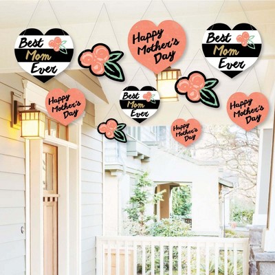 Big Dot of Happiness Hanging Best Mom Ever - Outdoor Hanging Decor - Mother's Day Party Decorations - 10 Pieces