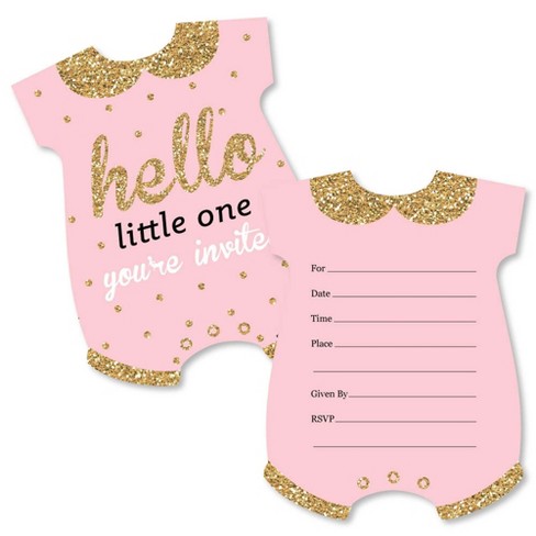 Big Dot Of Happiness Hello Little One Pink And Gold Shaped Fill In Invitations Girl Baby Shower Invitation Cards With Envelopes Set Of 12 Target