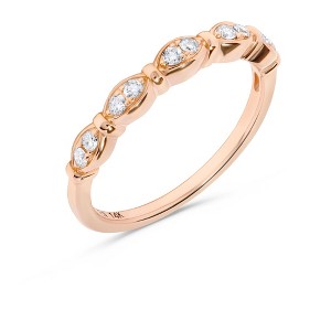 H.J. Namdar 0.15 ct tw Round Diamond Oval Bar Stackable Ring 14K Gold Natural Diamonds - 1 of 4
