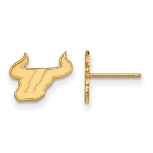 Black Bow Jewelry 14k Yellow Gold South Florida Bulls NCAA Post Earrings - 1 of 3
