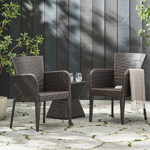 VASIP Set of 2 Dining Chair, PE Wicker Chair with Golden Legs and powder coated iron frame for Kitchen Island,Home Bar and Dining Room, Gray - 1 of 4