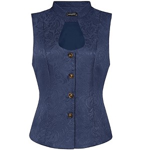 INSPIRE CHIC Women's U-Neck Single-Breasted Jacquard Gothic Steampunk Waistcoat - 1 of 4