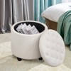 NicBex Button Tufted Round Storage Ottoman,Small Upholstered Footstool with Removable Lid,Storage Bench for Bedroom,Living Room,Vanity - 3 of 4