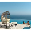 Coolbibila Modern Outdoor Patio Garden PE Wicker Egg Chair,Patio Chaise Lounge Chair with Footstool and Cushions,Indoor Bedroom Basket Chair - 3 of 4