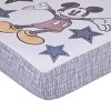 Disney Mickey Mouse Mighty Mickey Gray, Blue, Red and Yellow "Small But Mighty" Nursery Photo Op Fitted Crib Sheet - 2 of 4