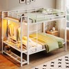 Full Size Metal Bunk Bed with Storage Mesh Shelves and Clothes Hooks - 2 of 4