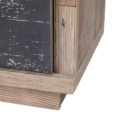 Rustic Brown Wood Sliding Door Cabinet with Adjustable Shelves