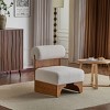 Modern Boucle Lounge Chair with Solid Wood Frame, Rolled Backrest & Cozy Upholstery, Stylish Accent Chair for Living Room & Bedroom-Coolbibila - 2 of 4