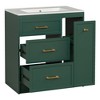 Bathroom Vanity With Single Top Sink, Freestanding Modern Bathroom Storage Cabinet With 3 Drawers, Single Sink Vanity For Small Space Bathroom Green - 3 of 4