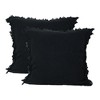 HomeRoots Set of Two 20" Black Cotton Throw Pillows with Fringe - 4 of 4