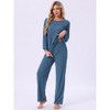 INSPIRE CHIC Womens Ribbed Knit Fuzzy Pajamas Long Sleeve Top and Pants Outfits Lounge Sets - 2 of 4