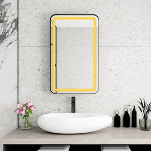 Rectangle Bathroom Cabinets For Wall, Bathroom Cabinets With Mirror, Wall Cabinets With Led-Lit Makeup Mirror With 3 Light Colors-Cuddlewood - 1 of 4