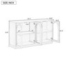 4-Door Large Storage Buffet Cabinet with Glass Doors,Arched Accent Cabinet with Adjustable Shelves & Cable Hole,Solid Wood,Sideboard Storage - 4 of 4