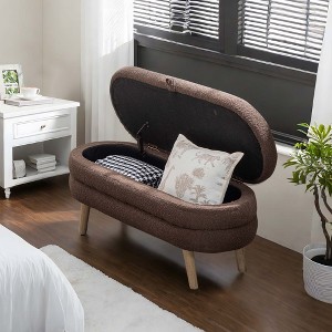 NicBex Modern 44.9" Velvet Storage Bench with Wood Legs for Bedroom and Living Room - 1 of 4