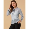 Allegra K Women's Floral Semi Sheer Long Sleeve Lace Top - 3 of 4