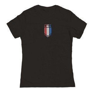 Rerun Island Women's Usa Star Flag Lc White Americana 4Th Of July Short Sleeve Graphic Cotton T-Shirt - Black XL - 1 of 4