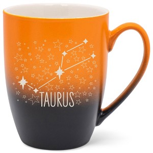 100 North Zodiac Design 10 Ounce Orange and Black Two Toned Ombre, Comfortably Fits Your Hands, Ceramic Tea Coffee Cup Mug, Taurus - 1 of 1