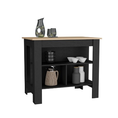 NicBex Kitchen Island Cart with 3 Open Shelves,Kitchen Island with Storage and Large Work Top,Modern Kitchen Cart,Island Table for Kitchen