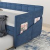 APRILSOUL Blue Velvet Twin Daybed with Trundle, Button-Tufted, No Box Spring, 2 Side Pockets, Easy Assembly, Modern Luxe Guest/Seating - 4 of 4