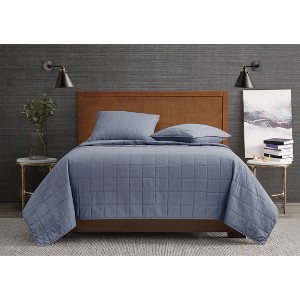 Garment Wash Solid Quilt Set - London Fog - 1 of 4