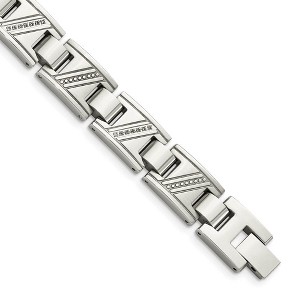 Black Bow Jewelry Men's Stainless Steel and Diamond 8.5 Inch Bracelet - 1 of 4