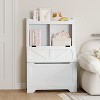 Kids Bookshelf and Storage Organizer, Box Chest with -Top Lid, Toddler Bookcase Cabinet with 3 Open Shelves for Playroom - 2 of 4