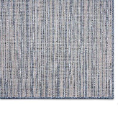 Abstract Blue and Beige Indoor/Outdoor Synthetic Area Rug, 5'2"x7'2"