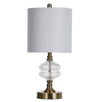 Traditional Satin Brass Table Lamp with Clear Glass Fluted Body - StyleCraft