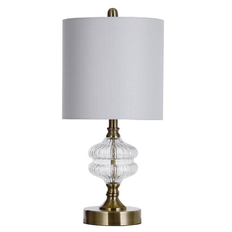 Traditional Satin Brass Table Lamp with Clear Glass Fluted Body - StyleCraft, 1 of 8
