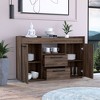 MicBex Farmhouse Sideboard 2 Drawers & 2 Doors Buffet Cabinet with Internal Shelves for Kitchen,Living Room,Walnut - 4 of 4