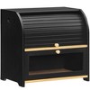MOEPISY Bamboo Bread Box for Kitchen Countertop, 2 Tier Roll-Top Bread Bin, Black - 2 of 4